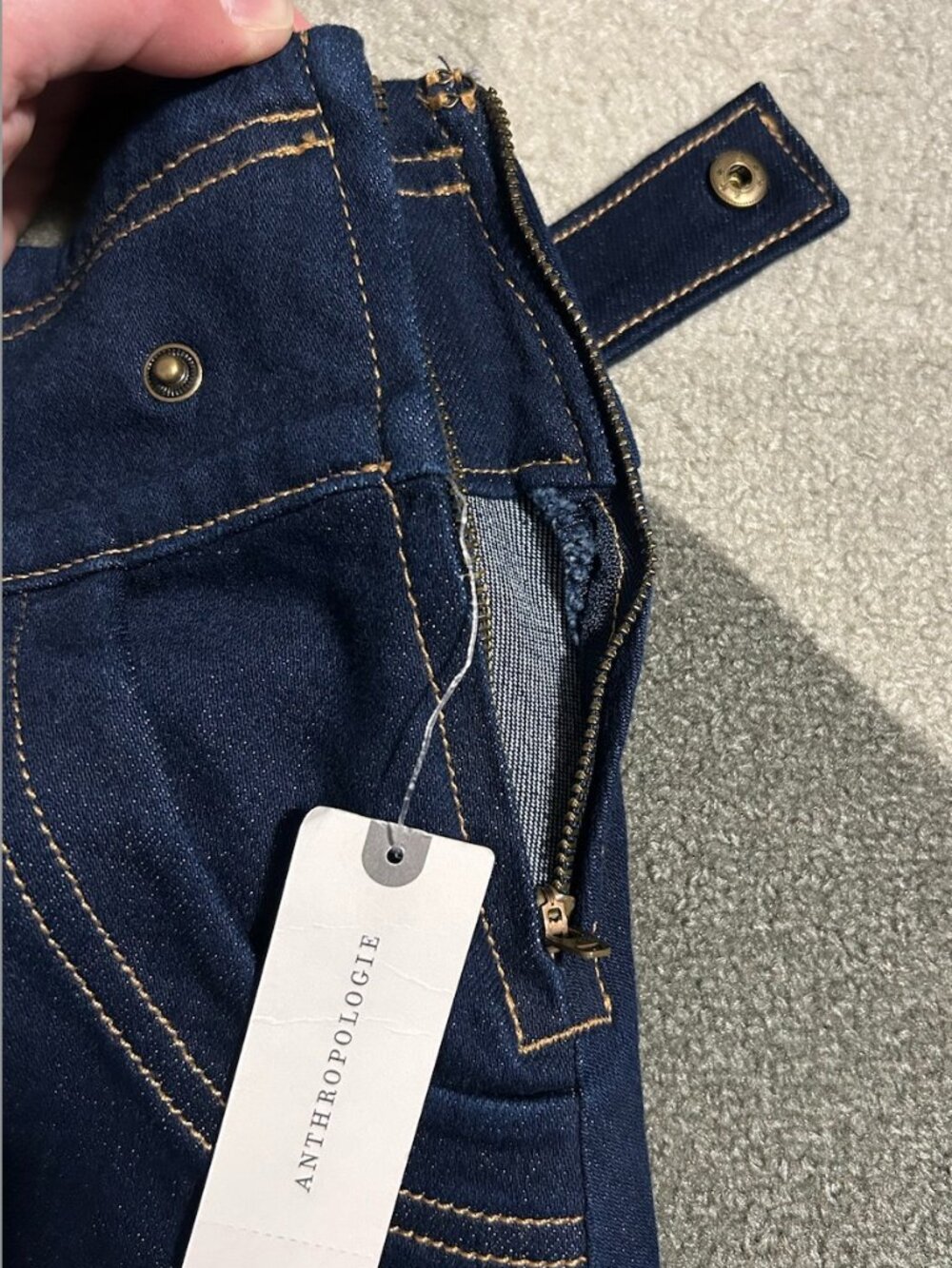 NWT Anthropologie Seamed Pleated Indigo Denim Mini Skirt Women's Size 2 - Picture 6 of 13